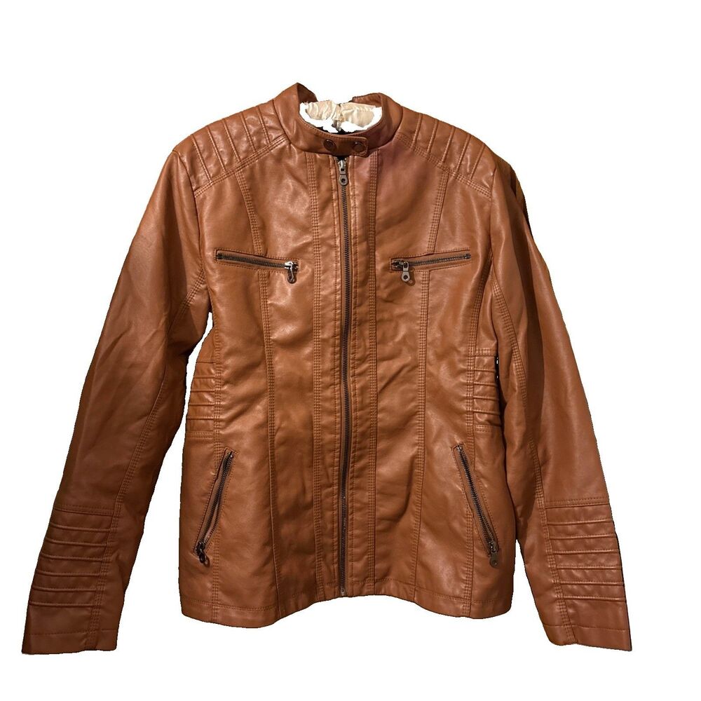 Women’s Tagoo Light Brown Faux Leather Jacket Size Large